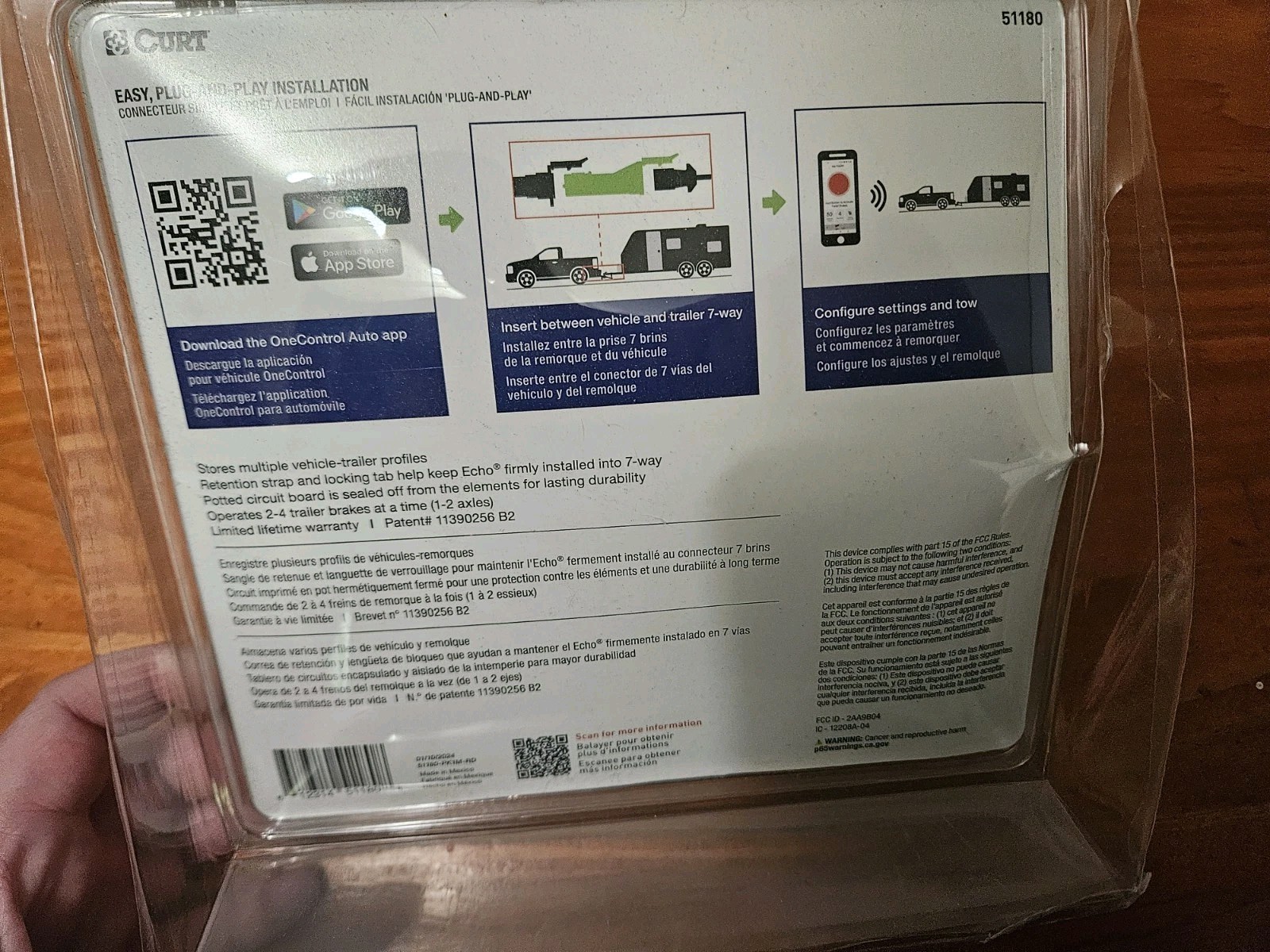 CURT 51180 Echo Mobile Electric Trailer Brake Controller New In Box!