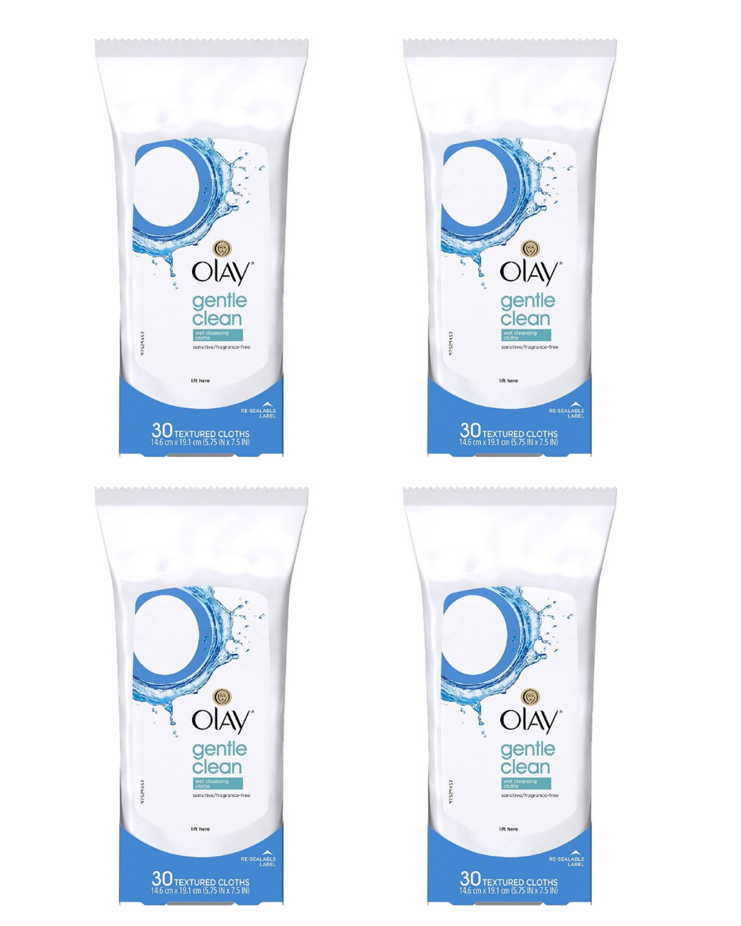 4 PACK Olay Cleanse Gentle Facial Cloths Fragrance Free 30ct - BUNDLE