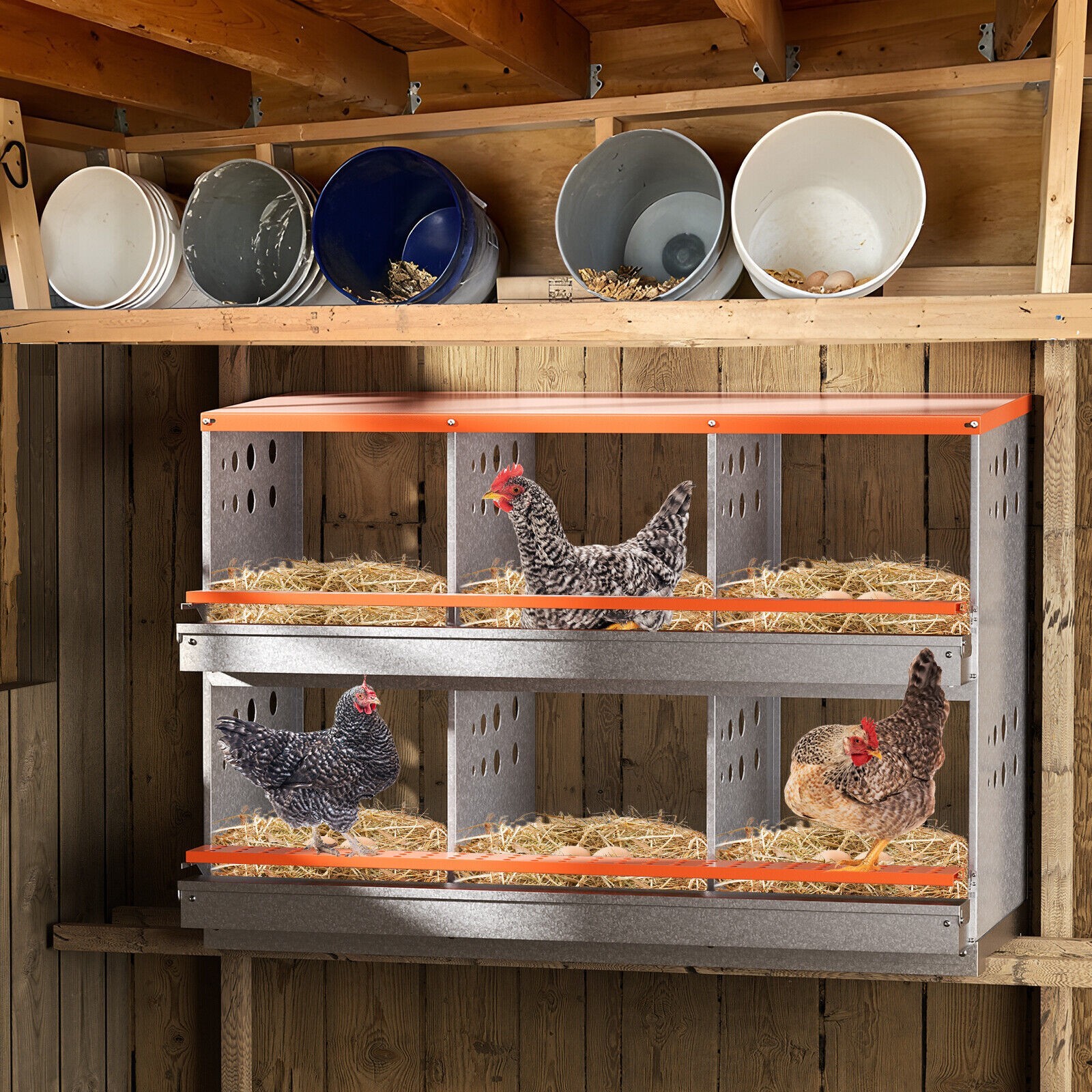 6 Hole Chicken Nesting Boxes Metal Egg Laying Brooding Box With Vent Hole Set