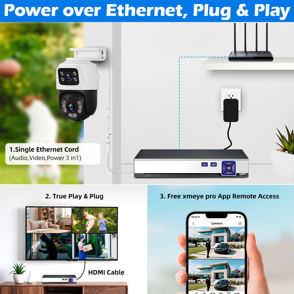 KERUI 8CH NVR 6MP Two Way Audio POE PT Security Camera System AI Detection