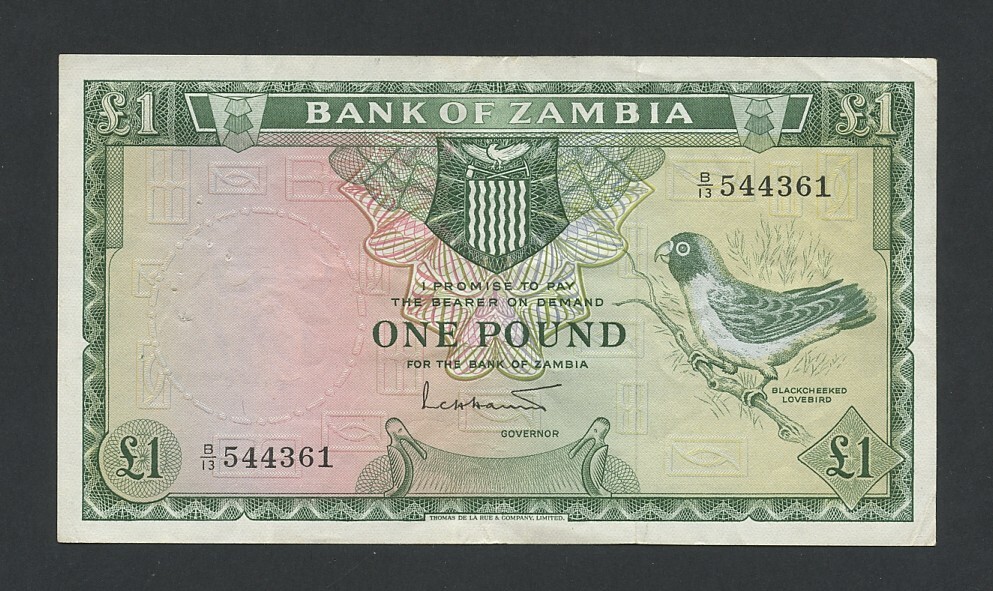ZAMBIA £1 note 1964 Krause 2 VF-EF  Banknotes