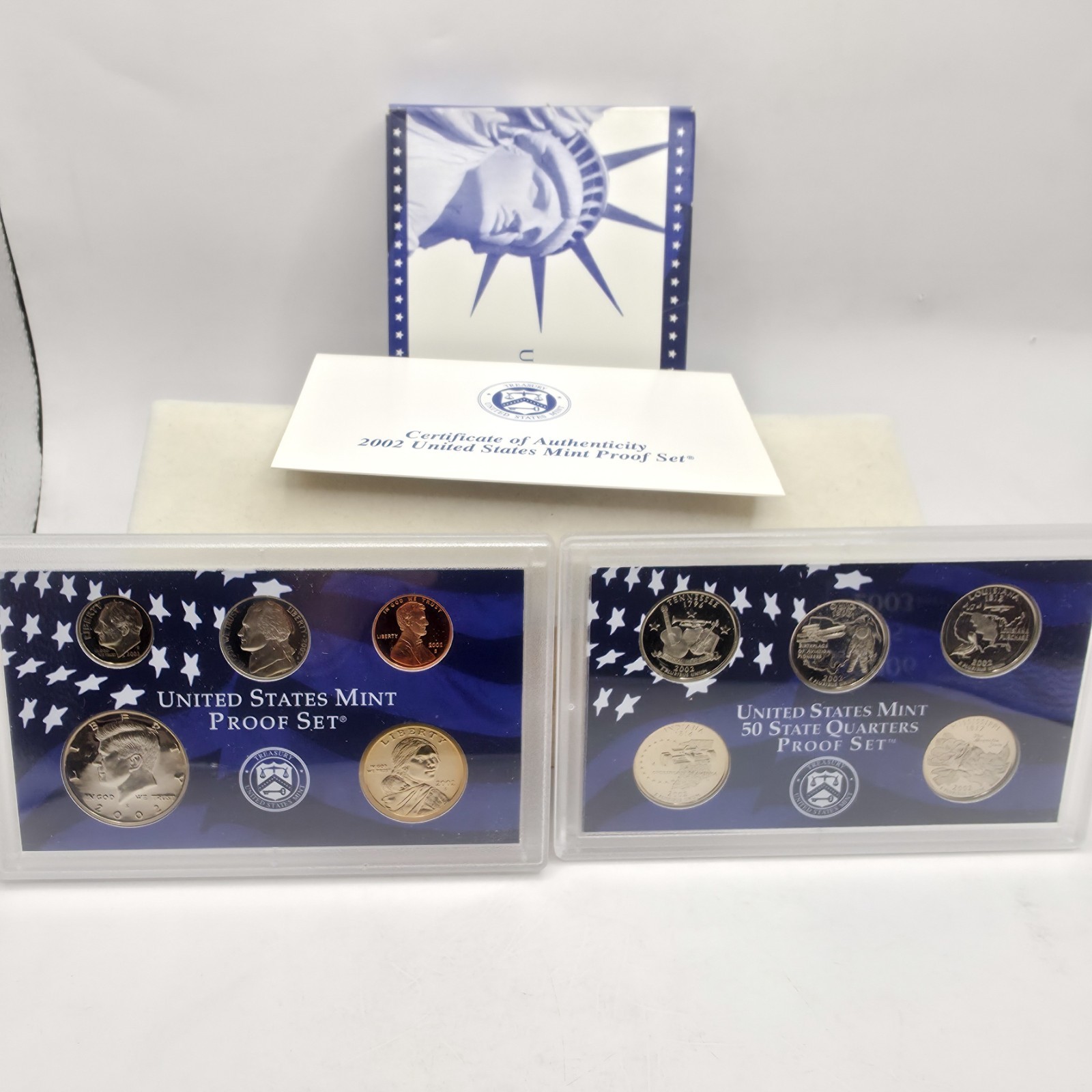 2002 S Proof Set Original Box & COA 10 Coins CN-Clad