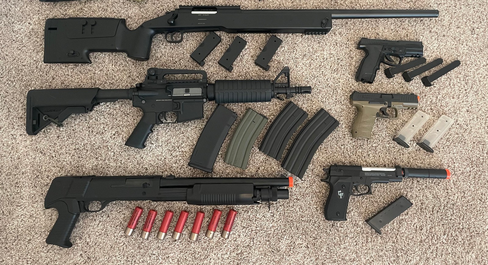 Airsoft Gun Lot! (Specna Arms M4, ASG M40A3, and more)