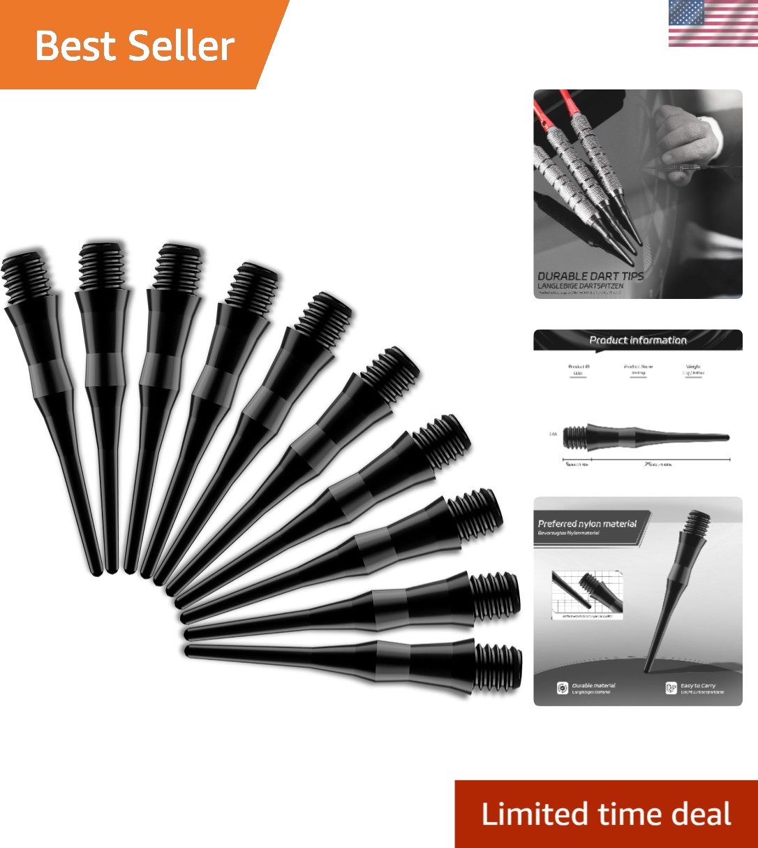 Convenient 100-Pack of Lightweight 2BA Thread Dart Points - Easy Setup