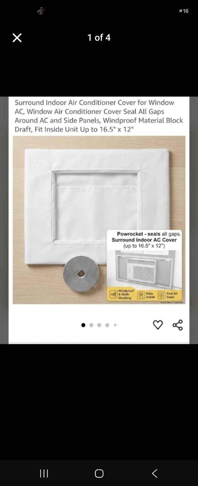 Powrocket Surround Indoor Window AC Cover Fits Up to 16.5 x 12 White
