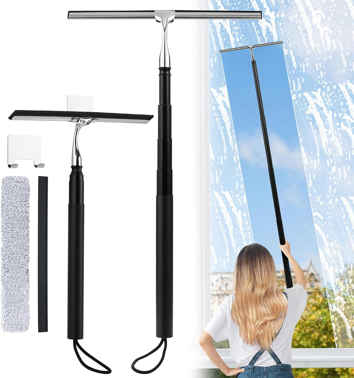 2 in 1 Window Squeegee, Shower Squeegee Window Cleaning Kit