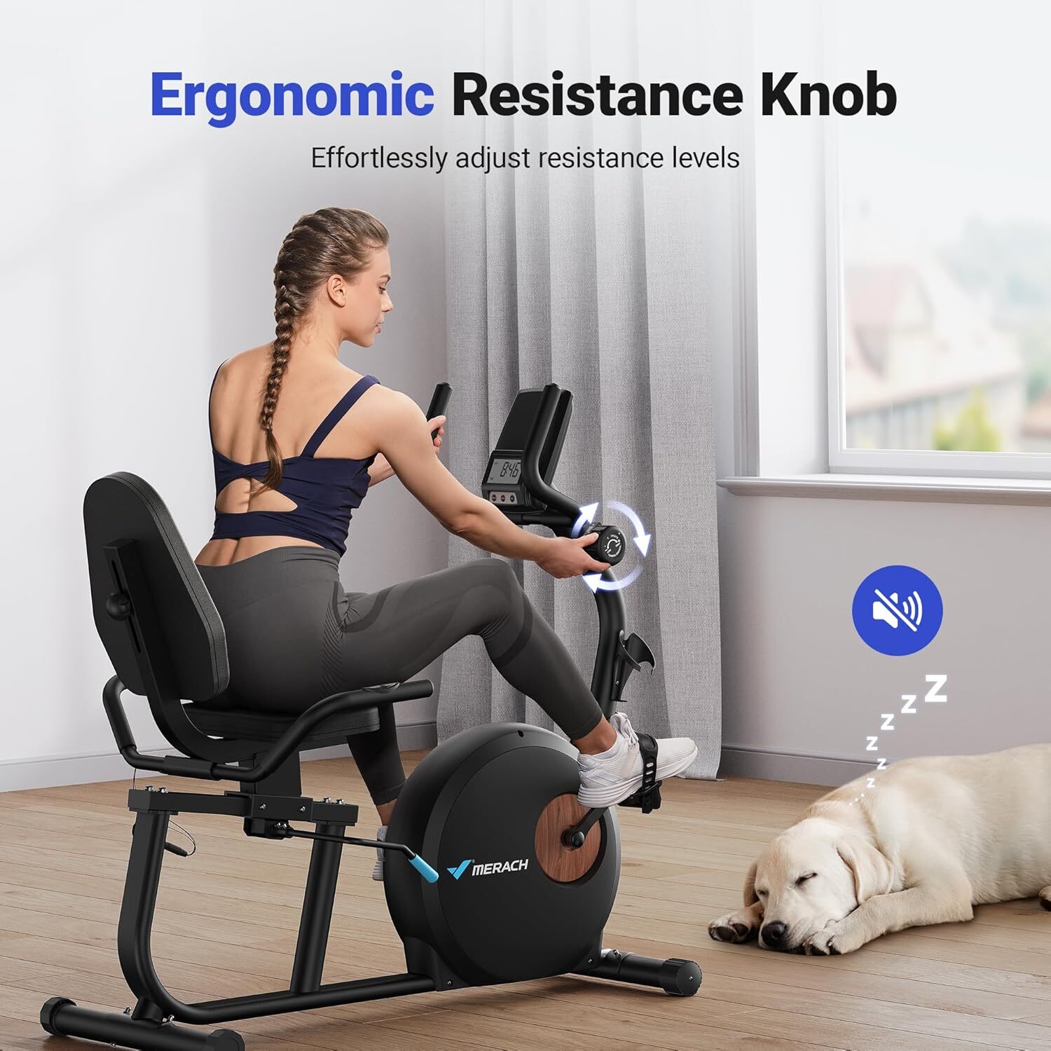 New MERACH S23 Recumbent Exercise Bike Indoor Magnetic Stationary Bike Bluetooth