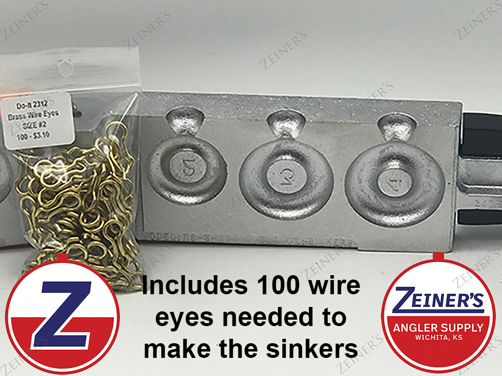 3179 New Do It River Sinker Mold w/Brass Wire Eyes #2 - 1 Cavity ea 2, 3, 4 oz