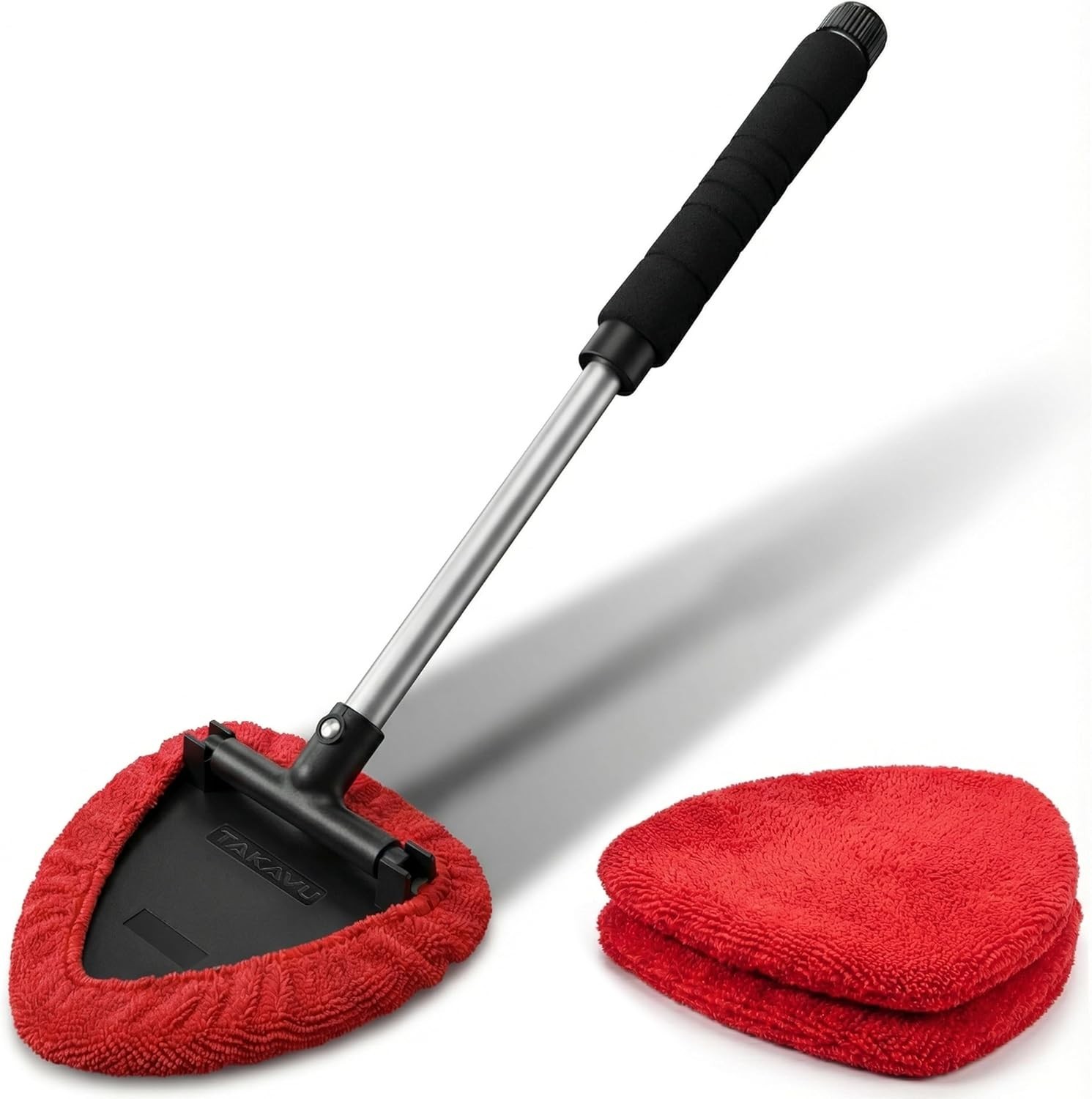 Windshield Cleaner Tool Extendable Long Handle Pivoting Head Microfiber Bonnets