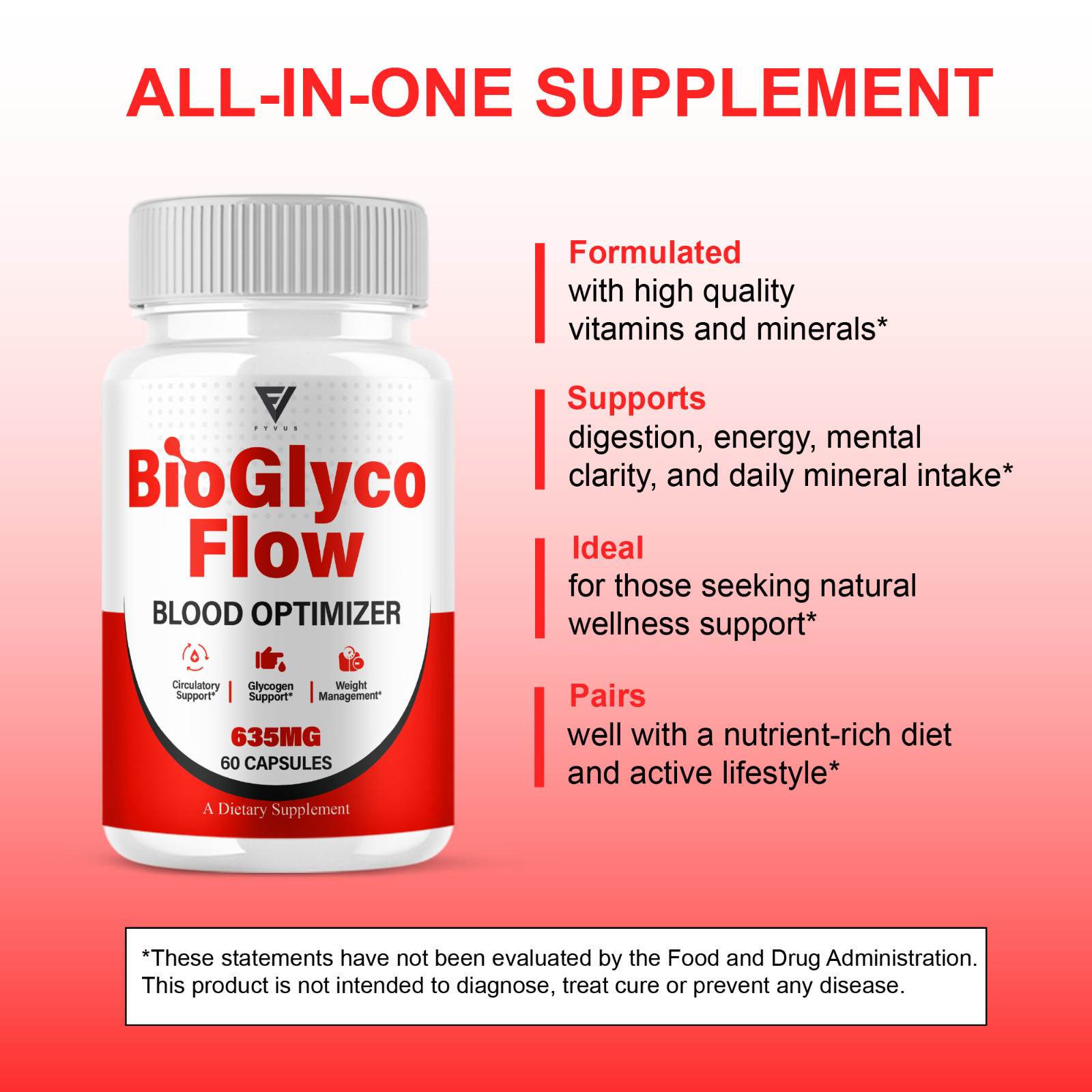(5 Pack) BioGlyco Flow Blood Optimizer, BioGlyco Flow Supplement (300 Capsules)