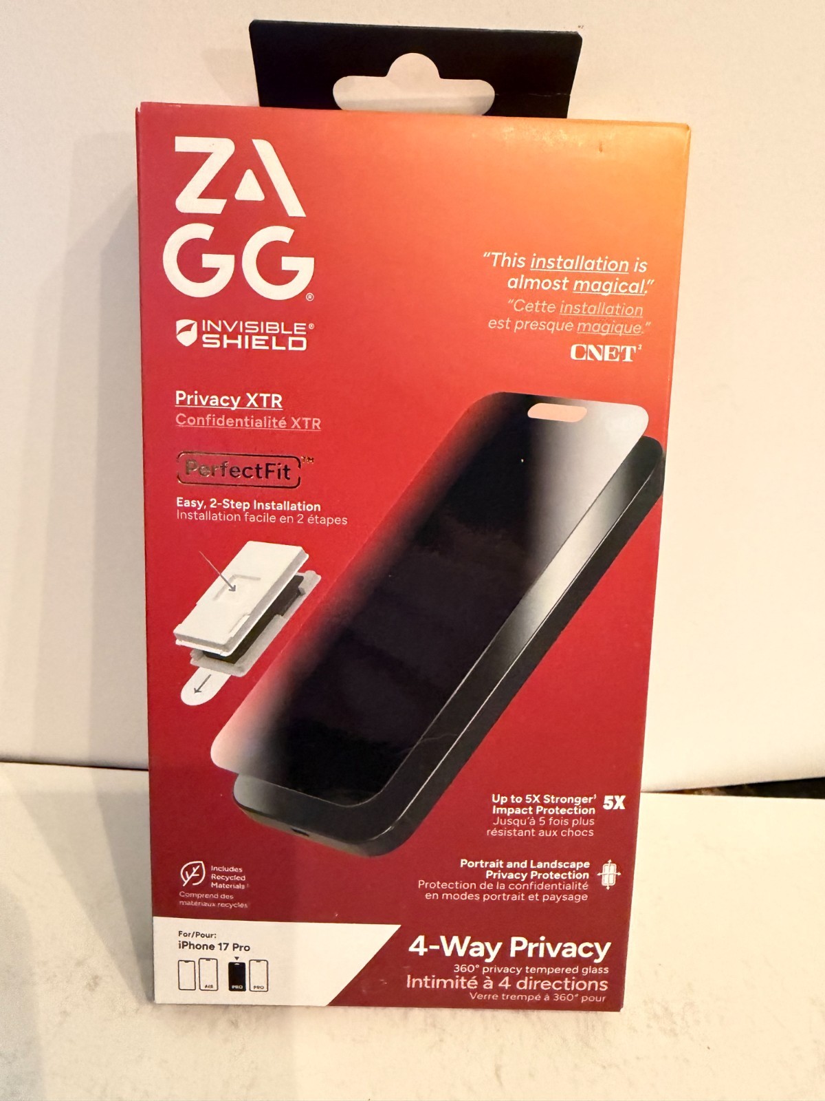 ZAGG - 4-Way Privacy XTR Glass Screen Protector Apple iPhone 17 Pro-5X stronger