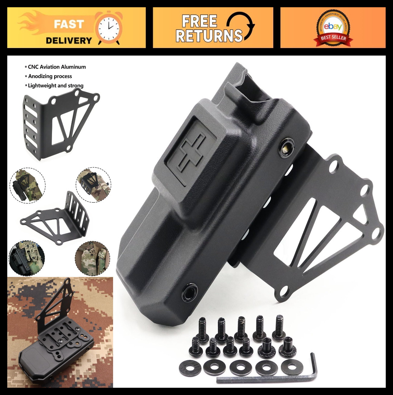 Tactical Tourniquet Holder for Gun Holster - Aluminum QLS Accessory Mount for Po