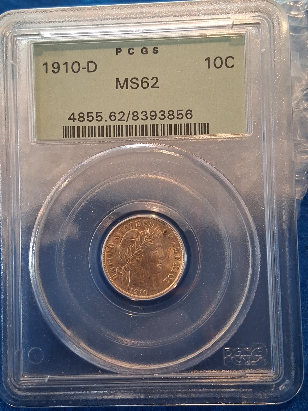 1910-D PCGS MS62 Barber Dime (#8393856)