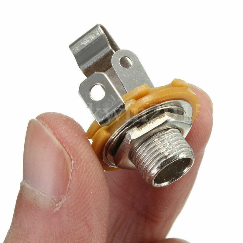 10pcs/Set Mono 1/4" 6.35mm ID Socket Jack Connector Panel Mount Guitar Plate NEW