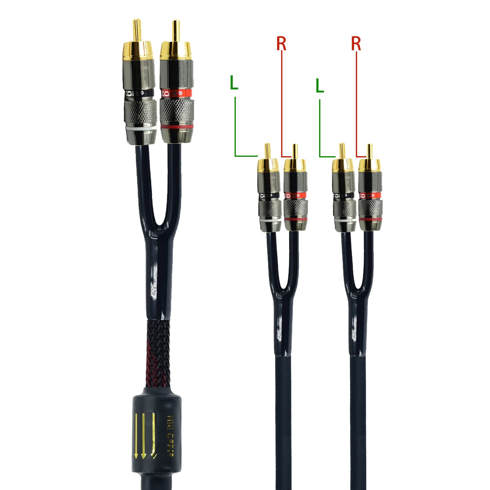 7ft Shielded RCA Plug Splitter Stereo Audio Video Cable 2 7ft, Black