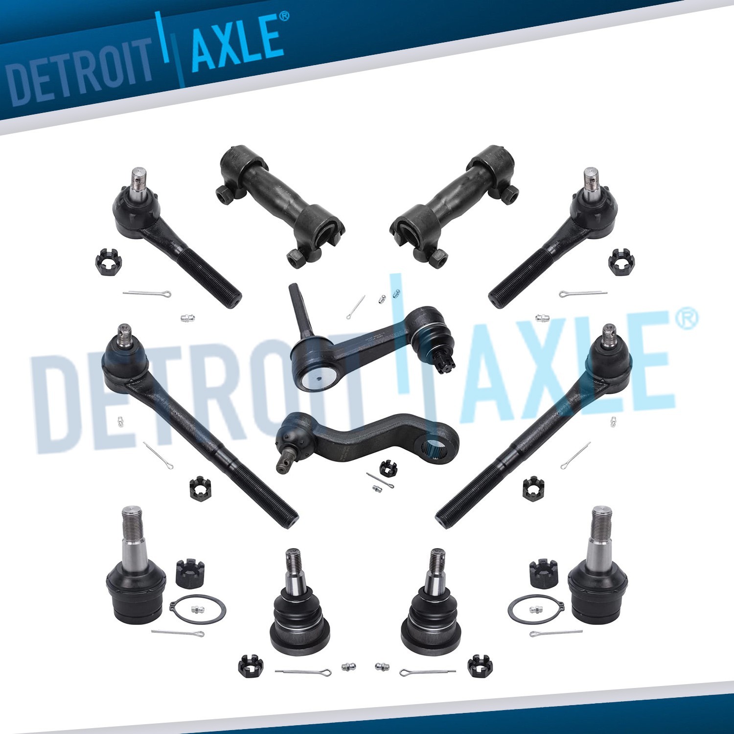 12pc 2WD Tie Rod Pitman Idler Arms Ball Joints Kit for Dodge Ram 2500 3500
