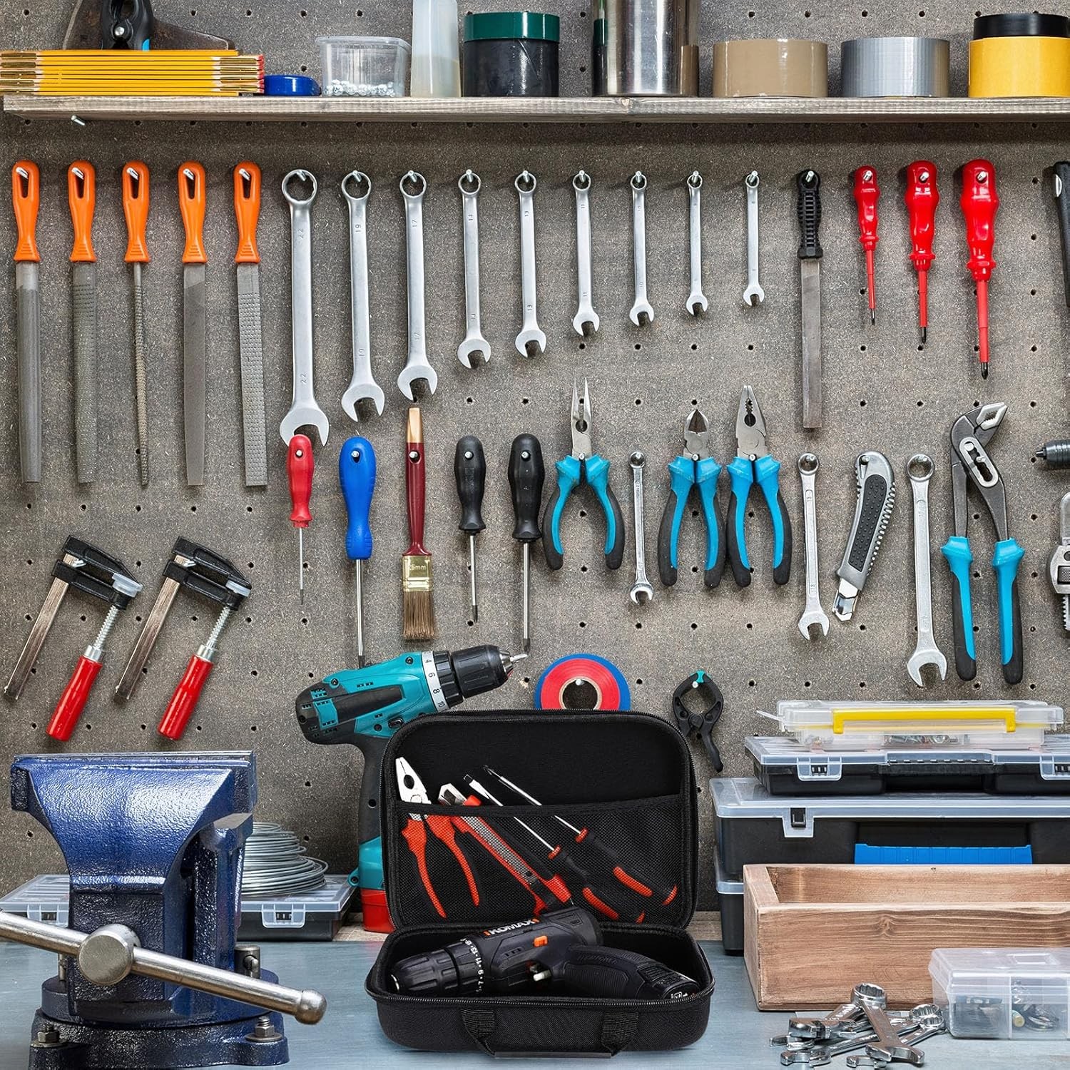 6 Pack Hard Storage Tools Case 10.6 x 7.9 x 2.8 Inch Empty Tool Organizer W/