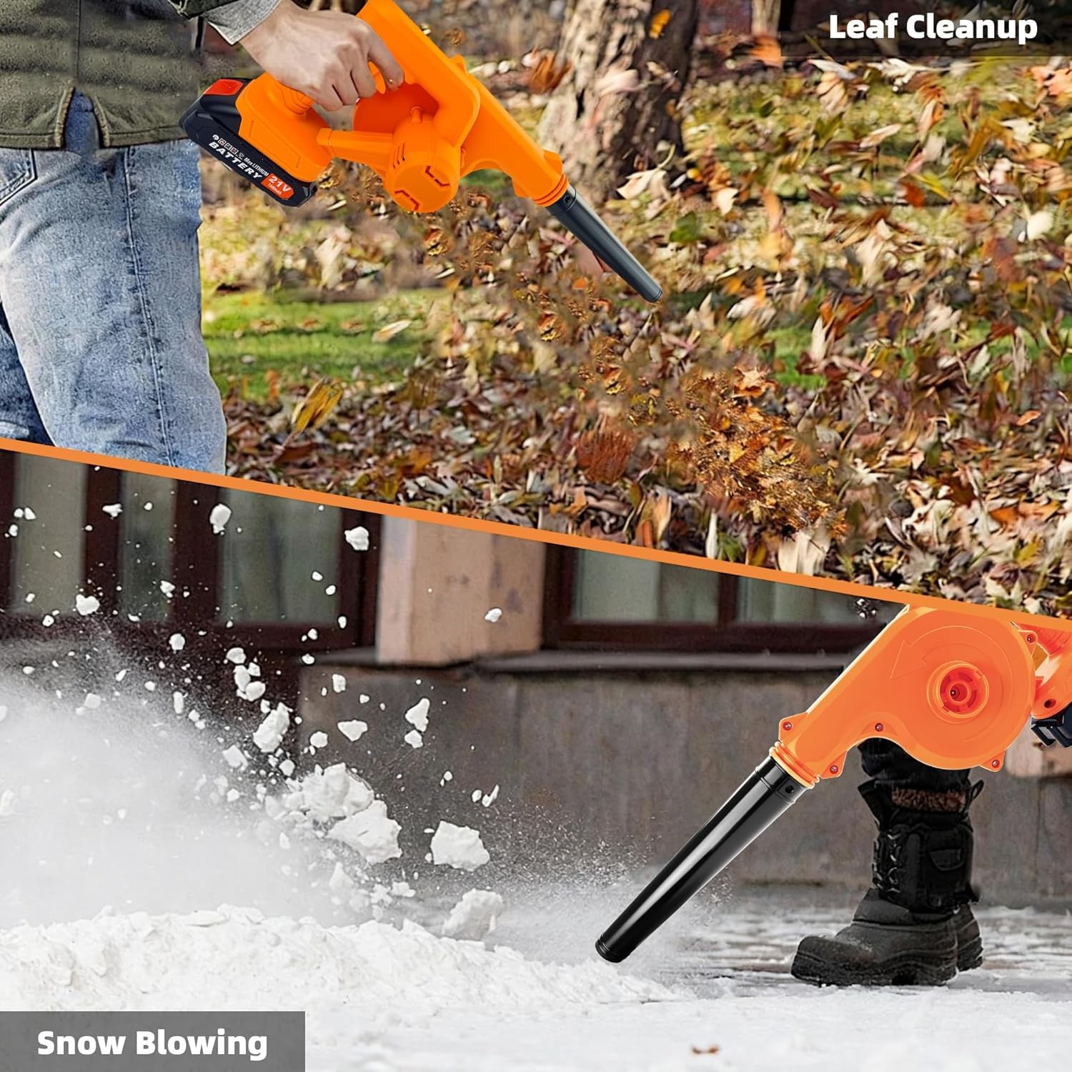 Cordless Leaf Blower & Vacuum 160MPH & 19000RPM Air Snow Blower w/ 4.0Ah Battery