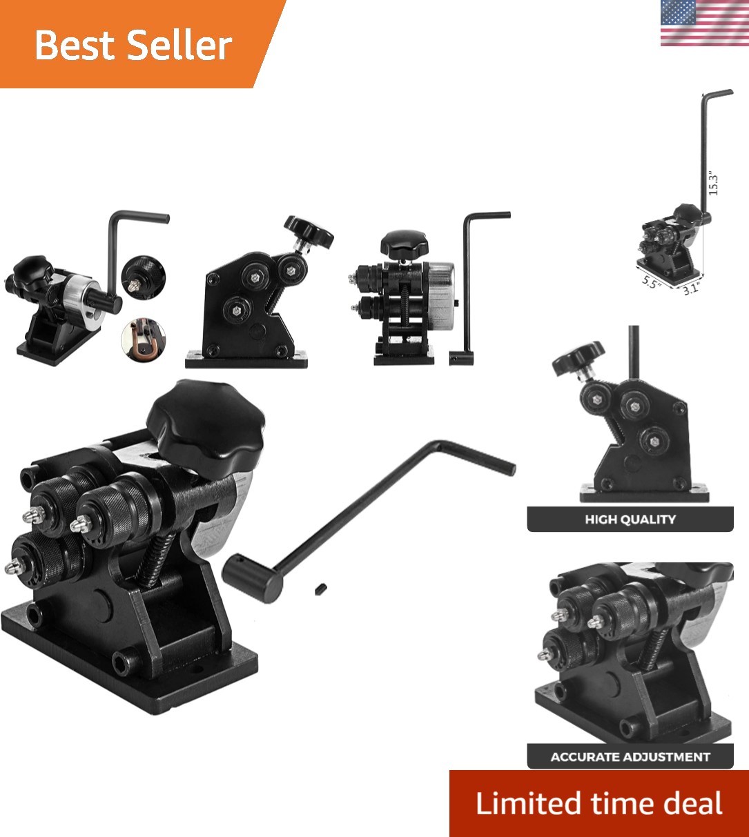 Durable Manual Plate Steel Ring Bender for 3''+ Circular Rings - Hand Crank