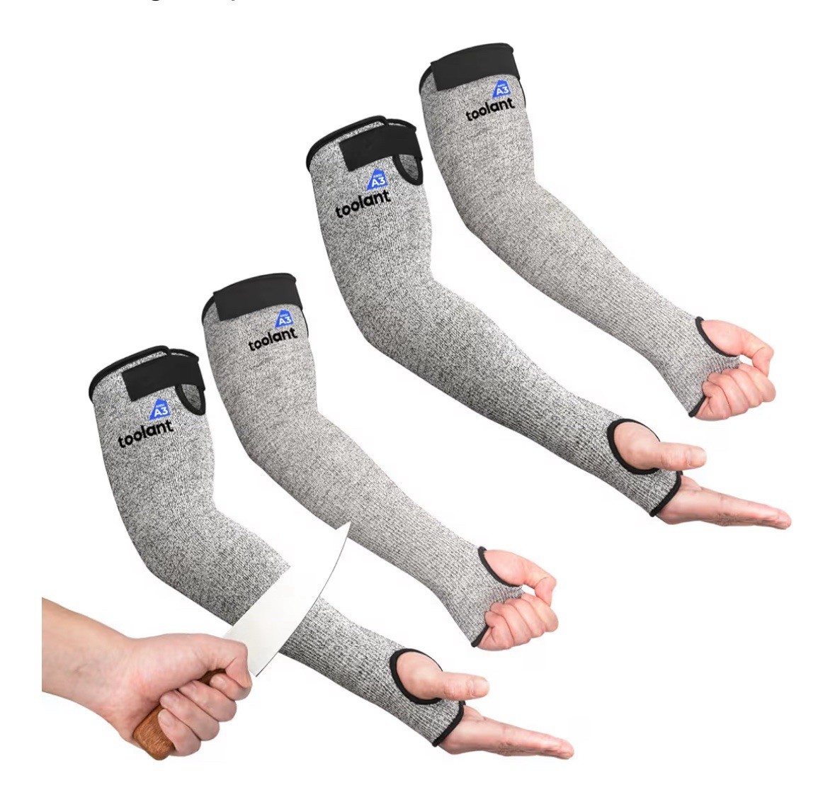 2 PK Arm Guards for Biting for Gardening Yard Working Welding Pet Grooming Grey