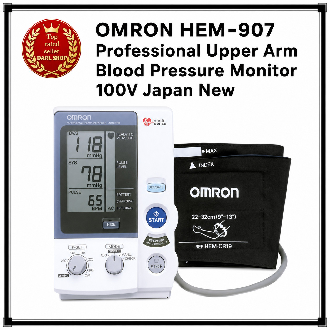 OMRON HEM-907 Professional Upper Arm Blood Pressure Monitor 100V Japan New