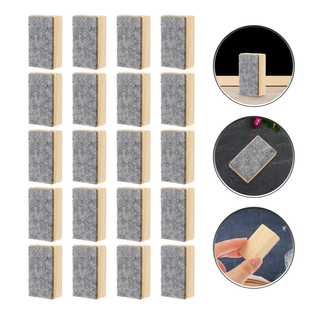 20Pcs Lightweight Wooden Chalk Erasers Felt Blackboard Cleaner for Classroom