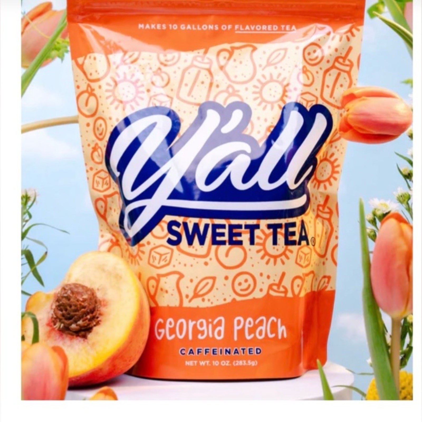 NEW Y’ALL GEORGIA PEACH SWEET TEA SEALED IN FACTORY PACKAGE. 10 GALLONS WORTH