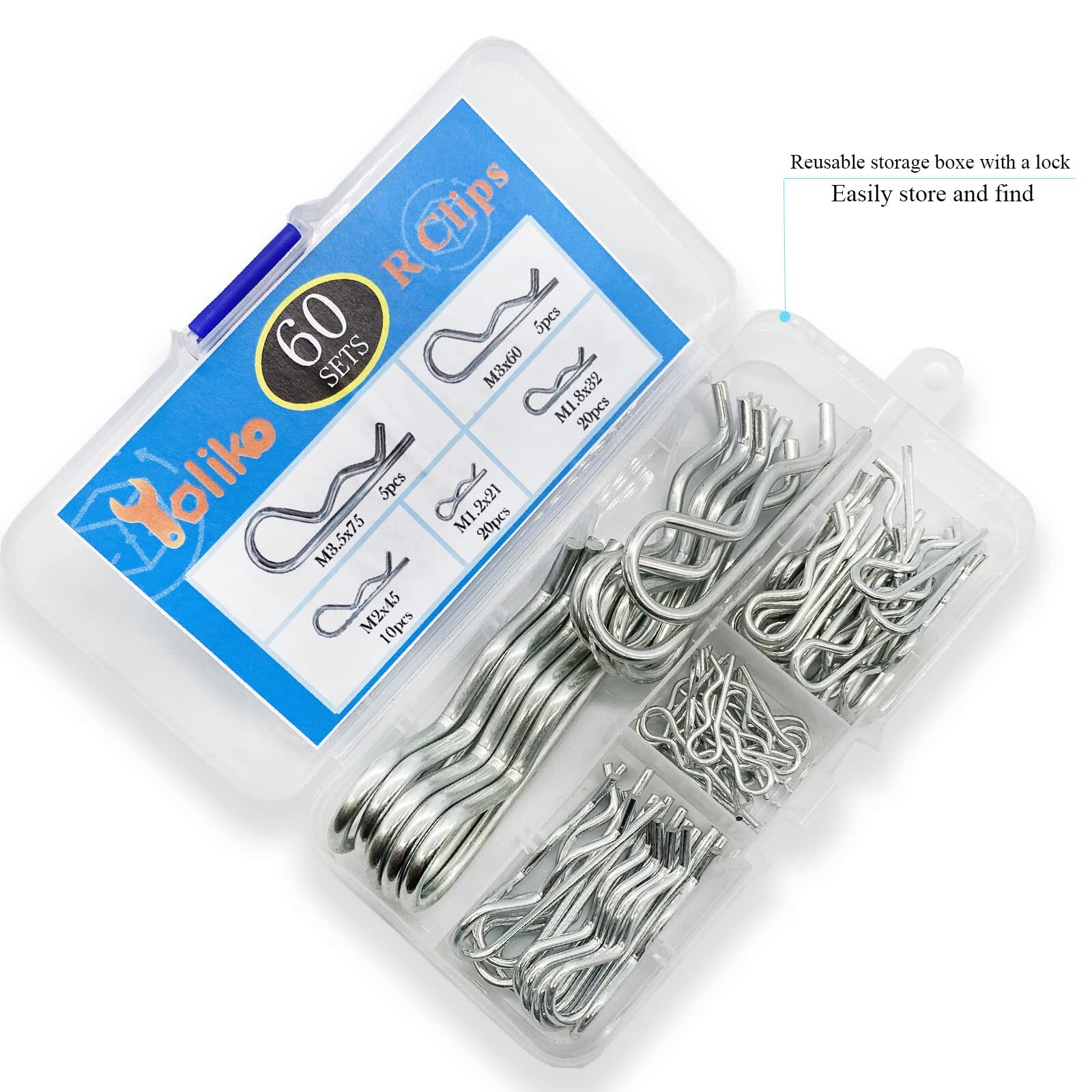 60 Pcs Hitch Pin Clip R Clips Retaining Pins Tractor Cotter Pin Hair Pin Assortm