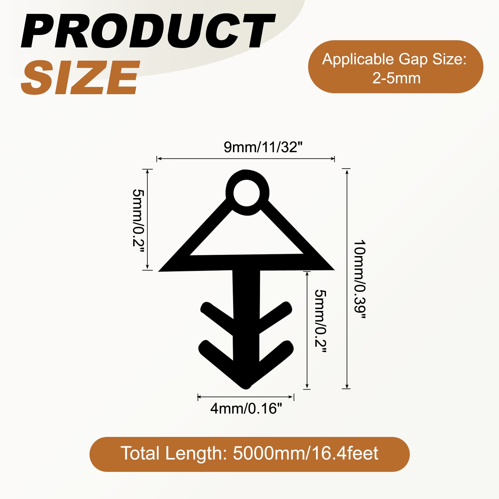 Kerf Weather Stripping Seal Strip (16.4ft x 11/32") - Tree Shape Kerf, White