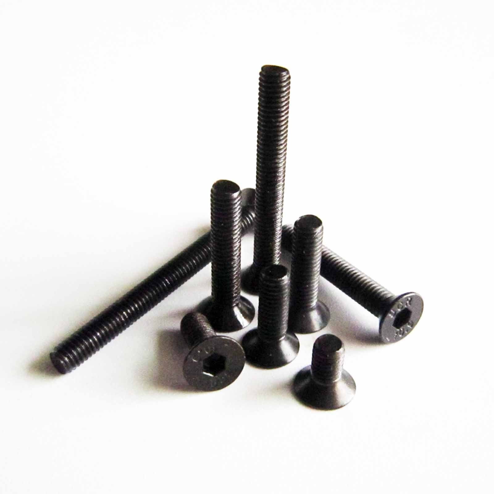 25/100pcs Black Steel Metric M3 Flat Countersunk Head Hex Socket Screw Cap Bolt