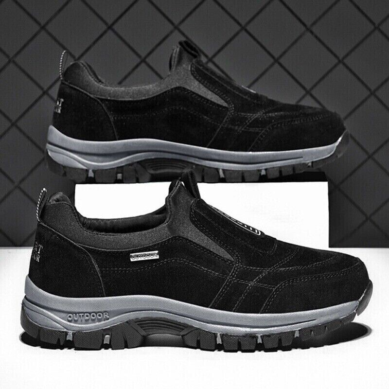 Mens Hiking Shoes Slip On Sneakers Outdoor Wide Width Comfort Walking Loafers
