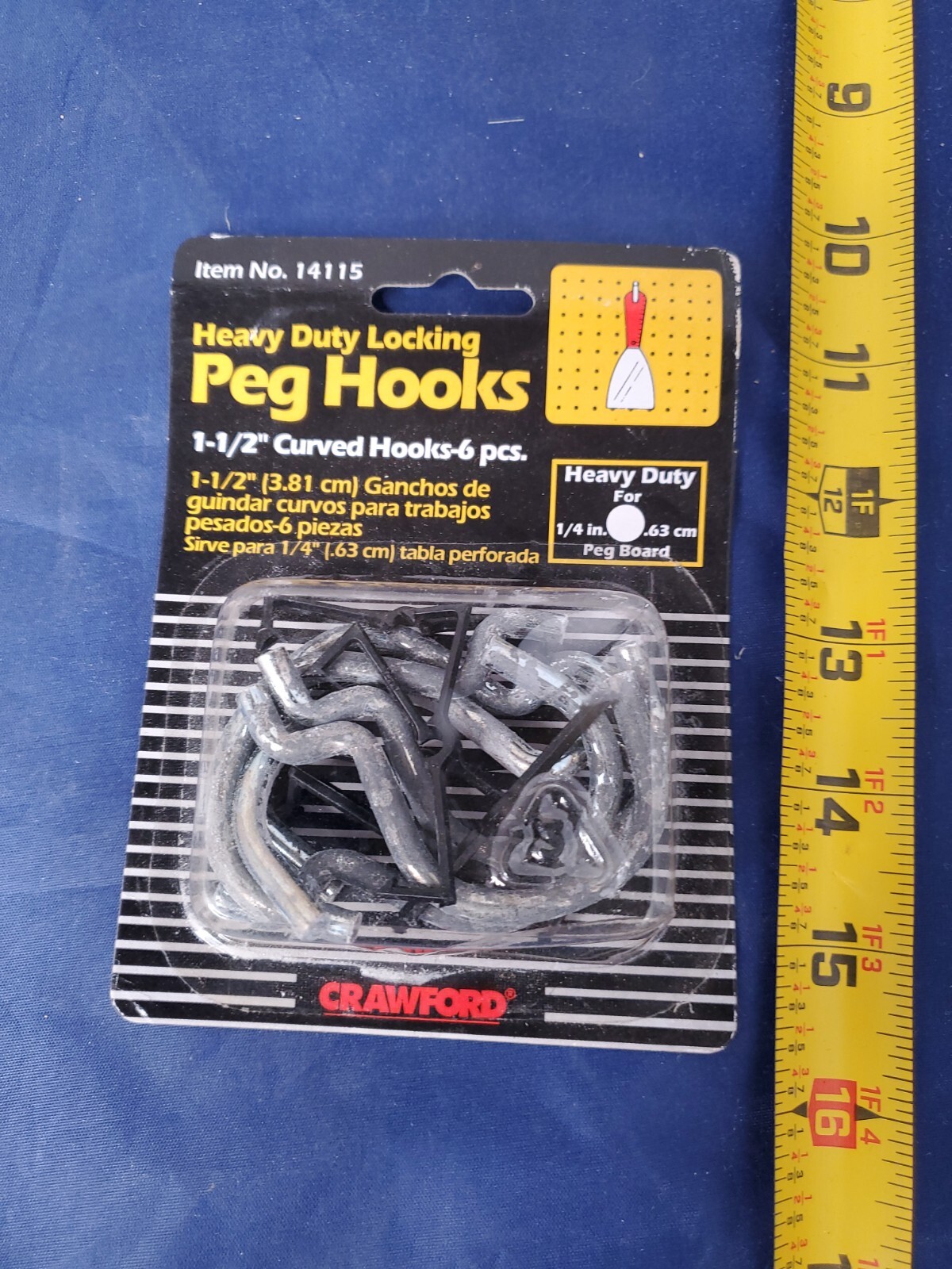 Crawford 1.5" Curved Peg Hooks,No 14115   6 pieces