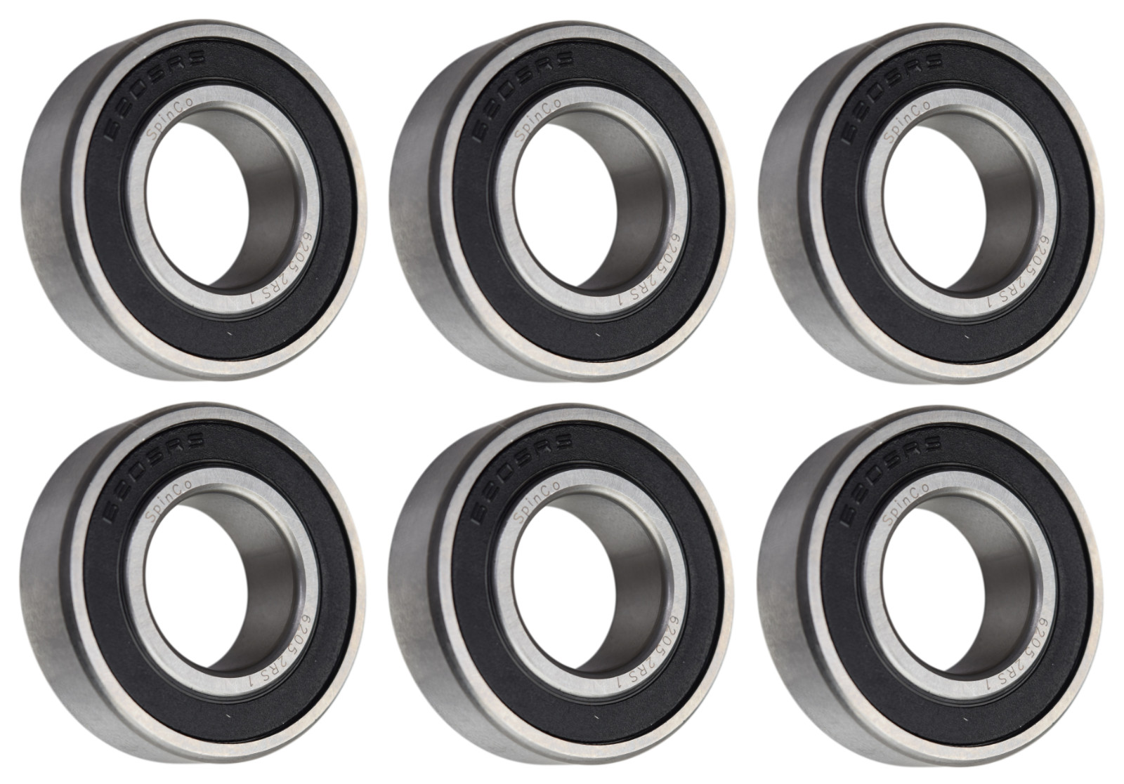 (6 Each) 6205-2RS-1, 6205LLU16, 205PP16 Sealed Radial Ball Bearing 1"X52X15