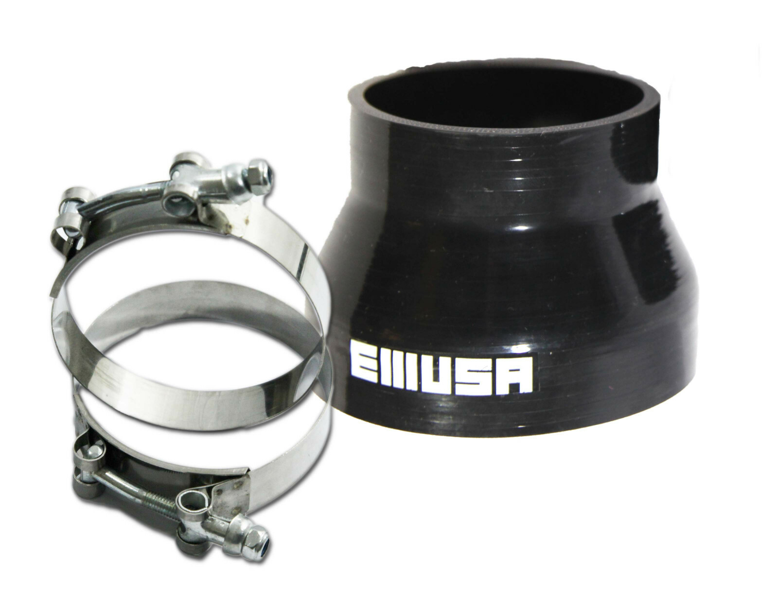 Universal BLACK 4PLY 1x Straight 3.5"-3.0"ID Silicone+ 2xStainles Steel T-clamp
