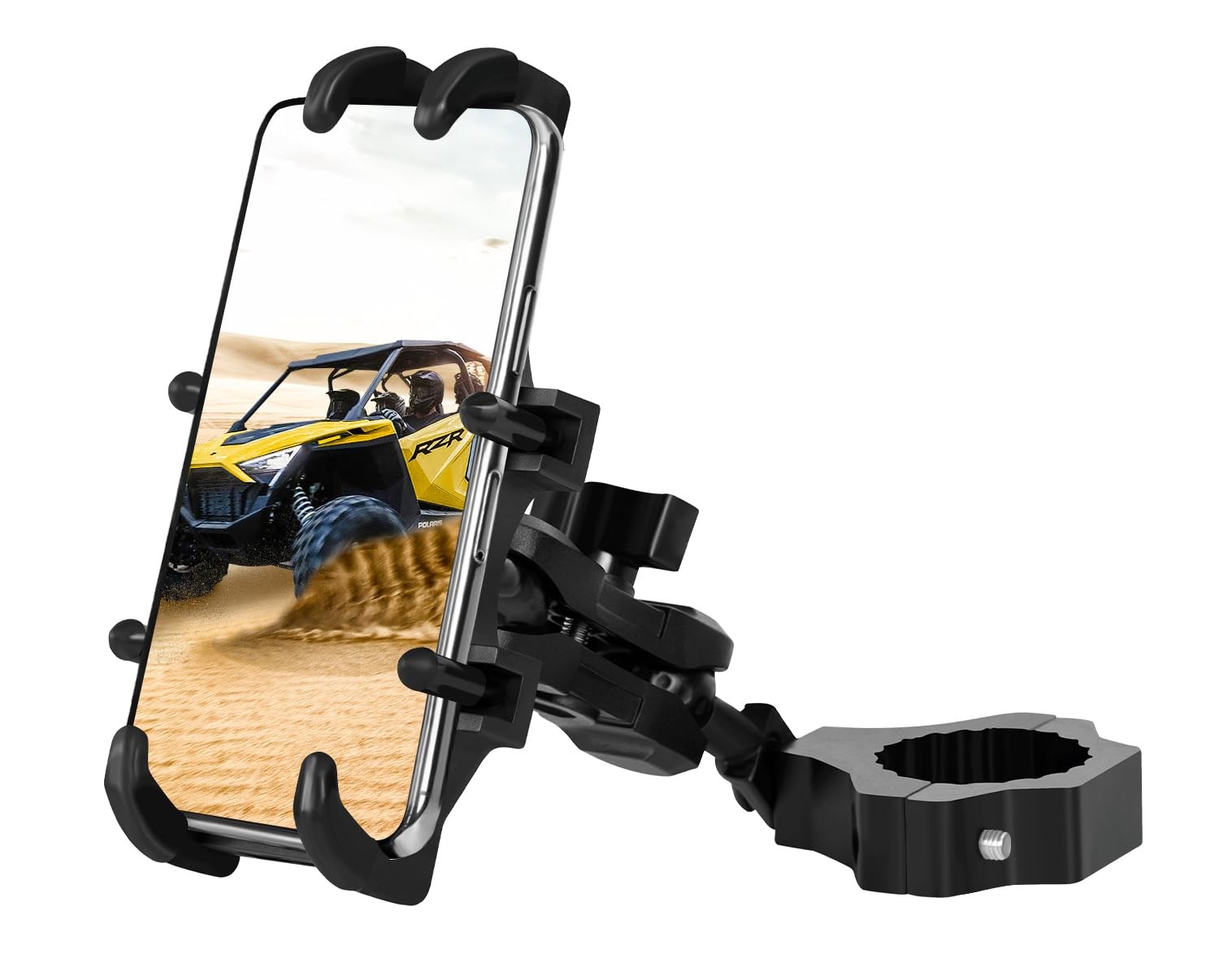 UTV Phone Mount for 1.75"-2" Roll Bar, 360°Rotation UTV Phone Holder with 8 C...