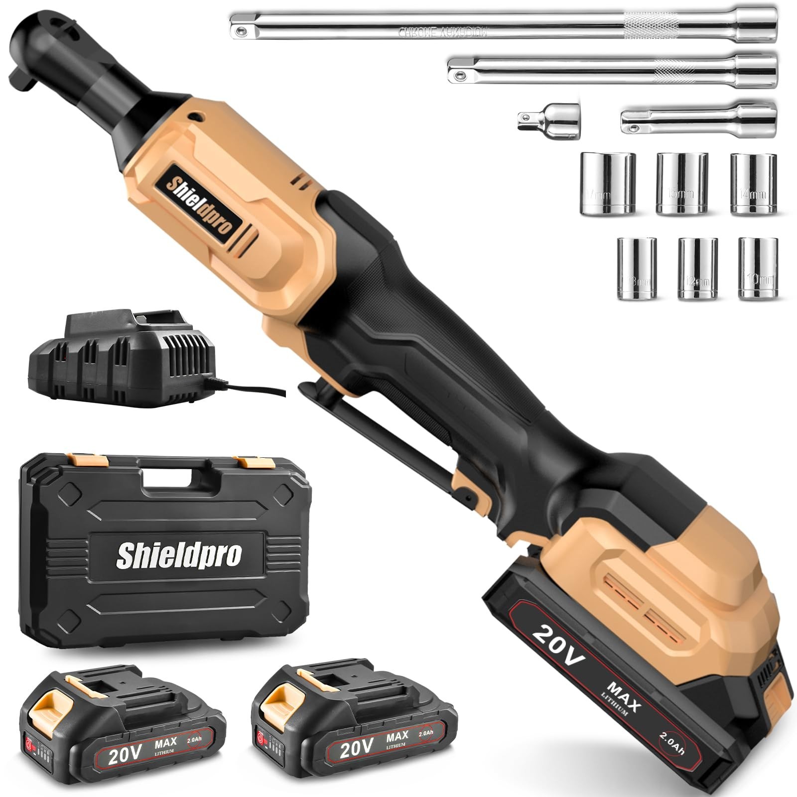 20V Electric Ratchet Wrench Set, 3/8" Cordless Ratchet Kit with 400... Fast Ship