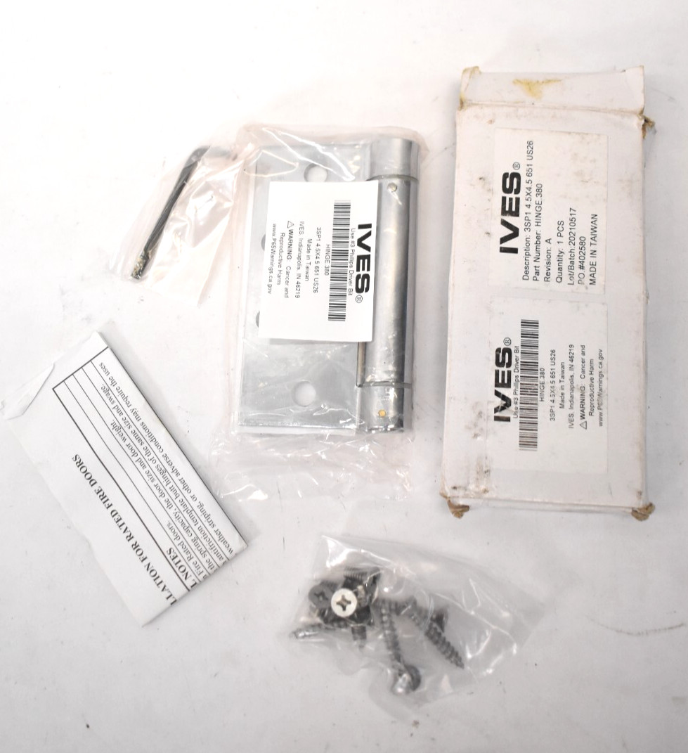 Ives HINGE.380 3SP1 4.5" x 4.5" 651 US26 Spring Hinge Genuine OEM Unit