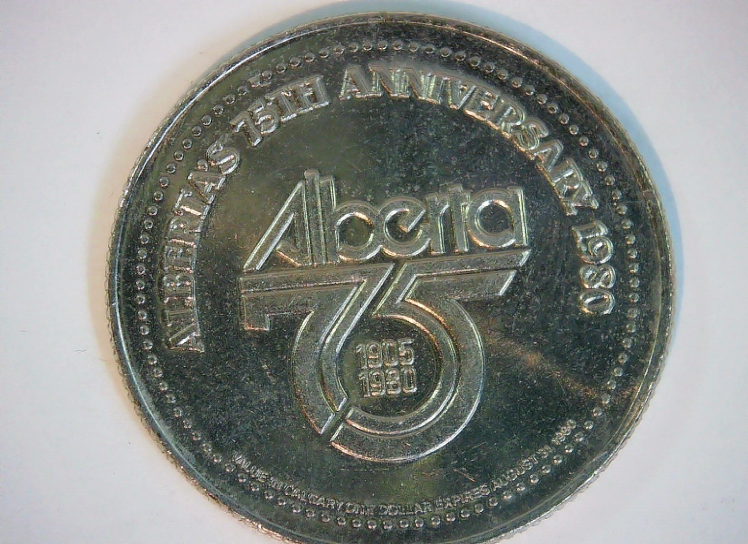 Canada 1980 $1 Alberta 75th Anniversary (Voyageur Dollar commemorative) Coin