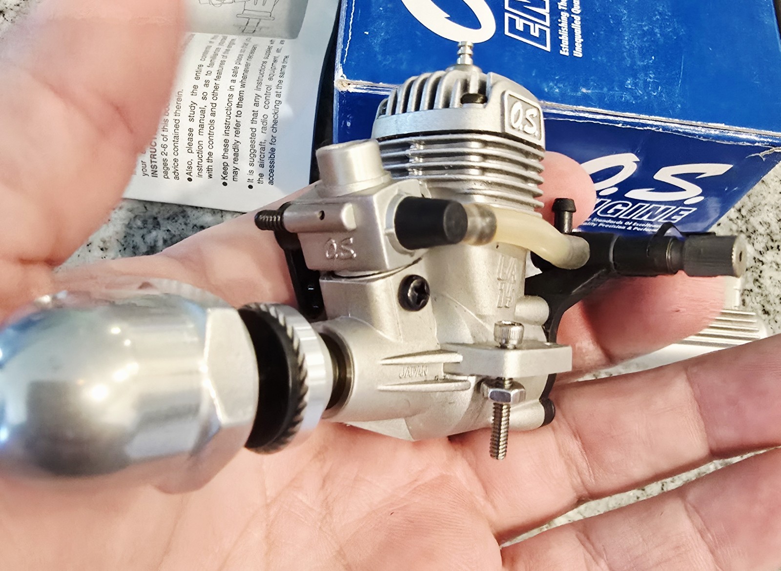 OS MAX 15 LA Nitro RC Engine Glow Motor 11532 & Muffler - Silver W/Extra Stuff