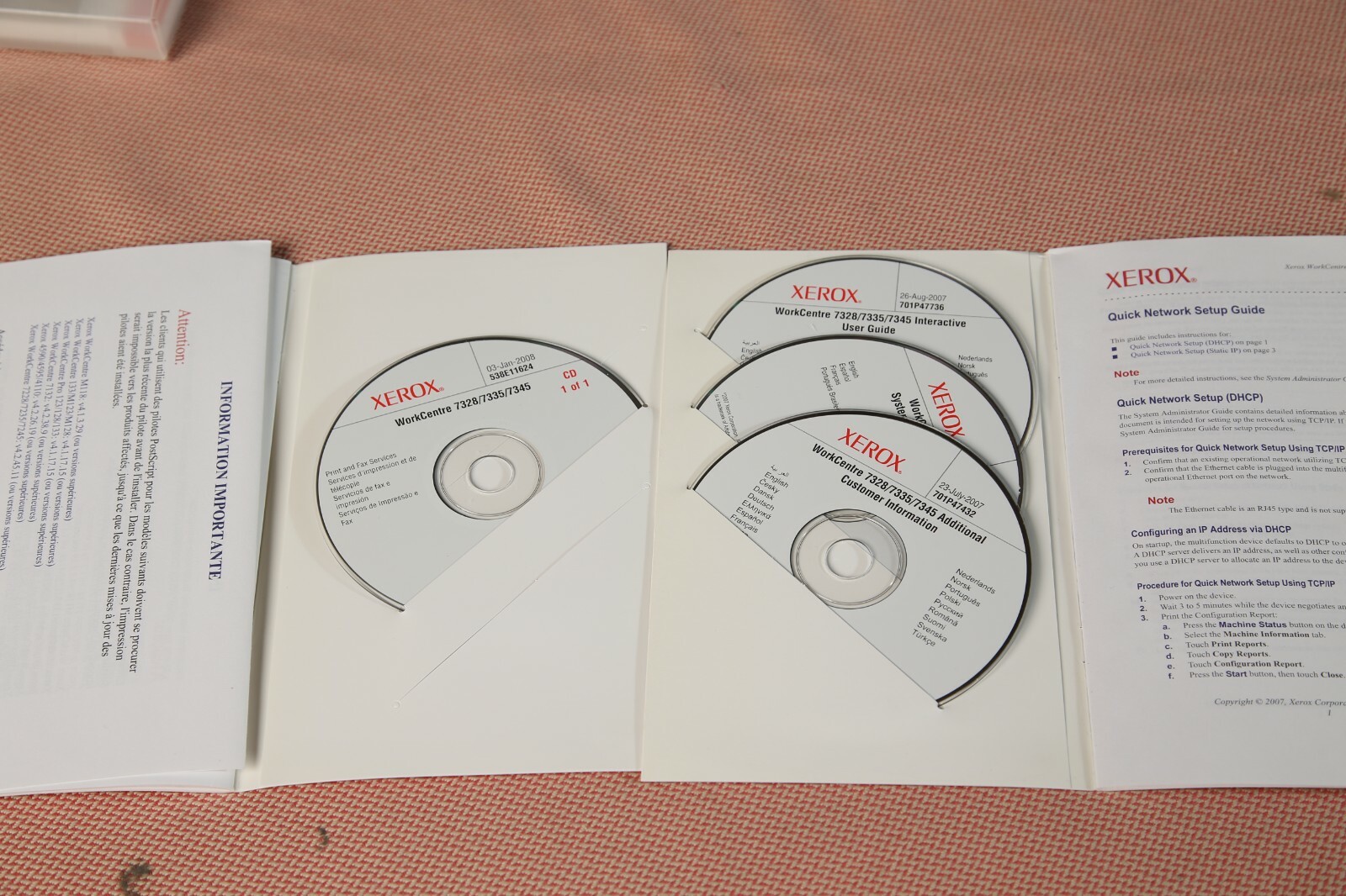 XEROX Installation Guide Xerox Centreware 7.2 CD's
