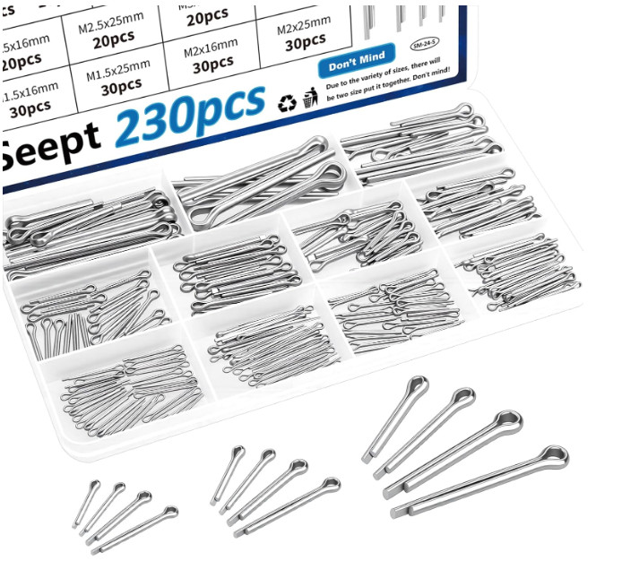 T.K.Excellent Cotter Pin Assortment Kit Set - 230 Pcs