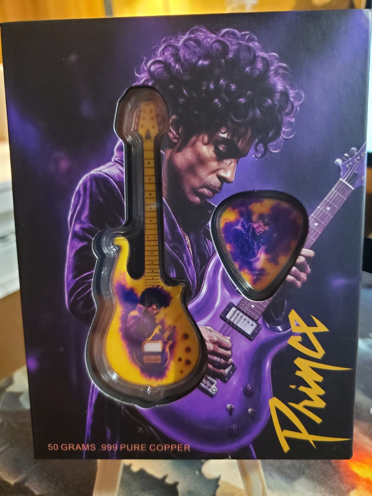 "Prince" Purple Art Guitar & Pick Collection 50Gram .999 Copper limited mint