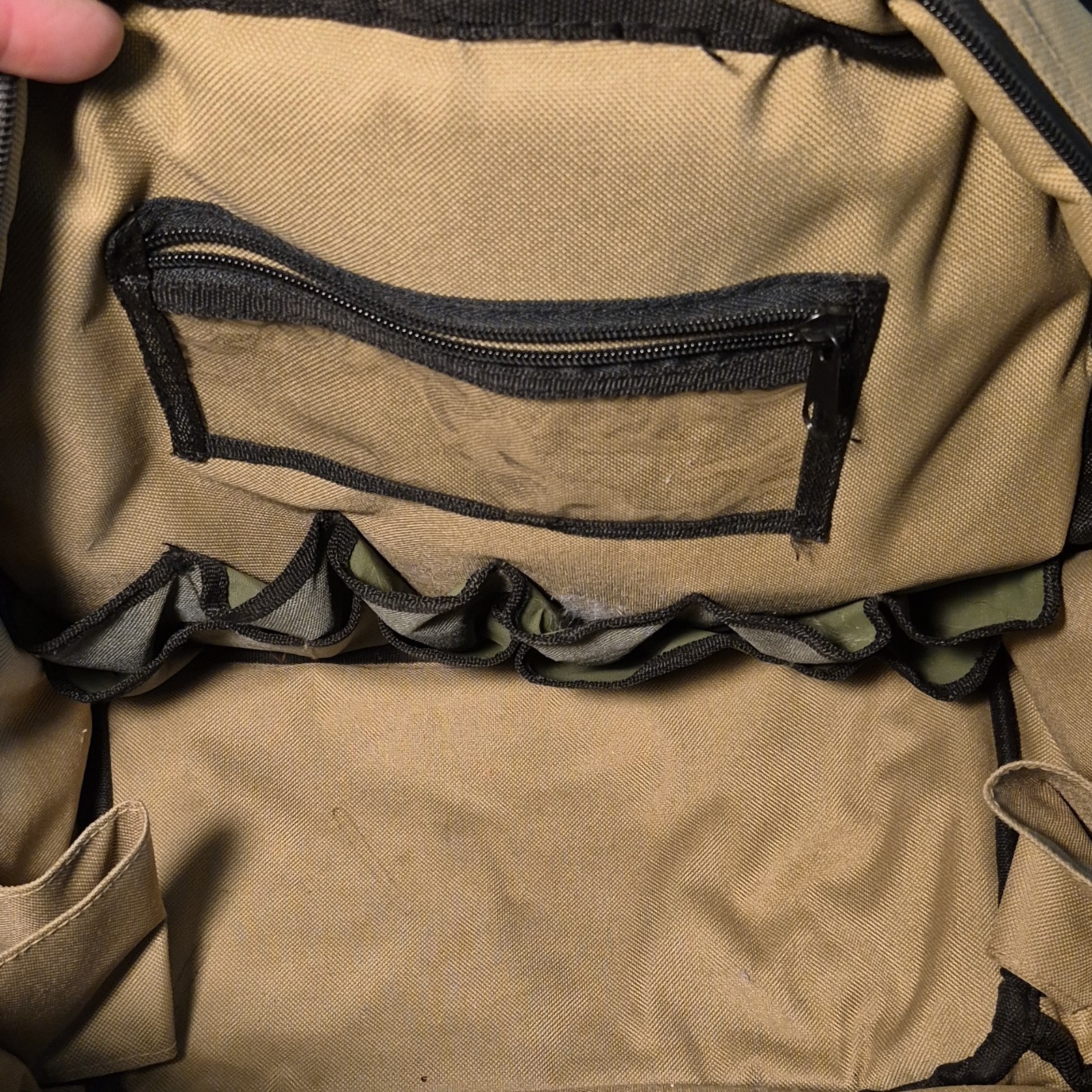 Grizzly Beige Gray Black Hiking Backpack Canvas Adjustable Straps 5 Pockets