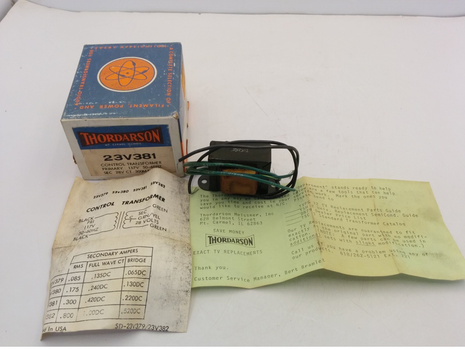 VINTAGE THORDARSON 23V381 CONTROL TRANSFORMER, PRIMARY 117V 50-60Hz, NIB