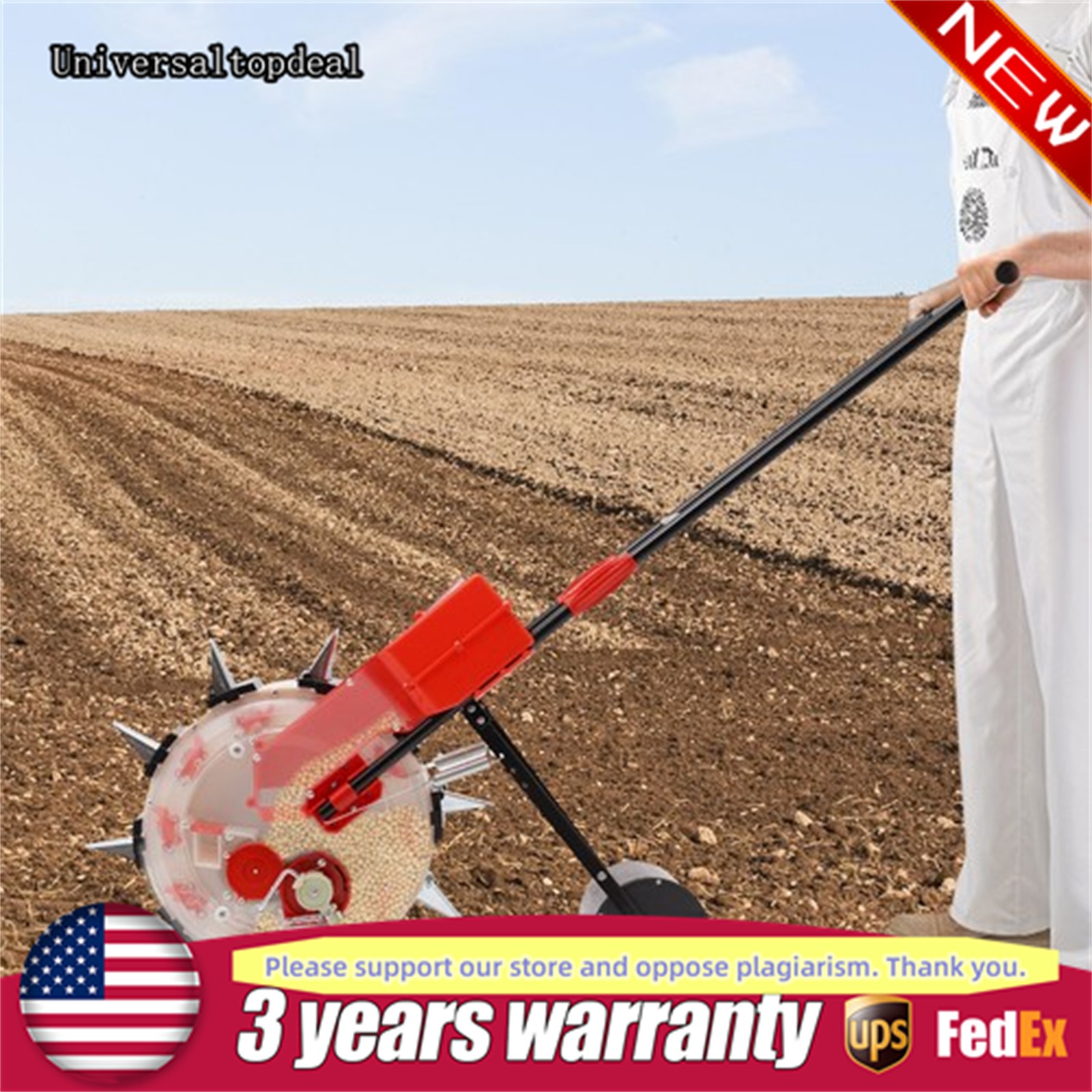 10 Holes Garden Seeder Hand-Push Seeder Agriculture Walk-Behind Row Crop Planter