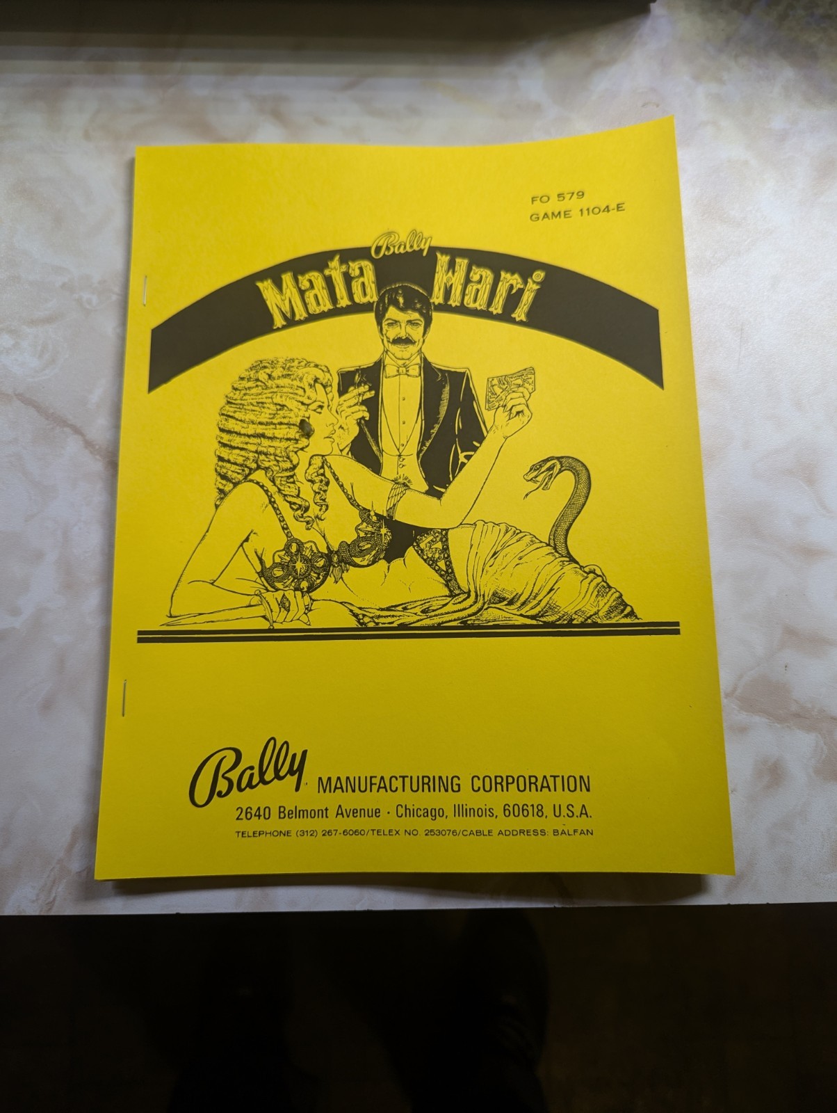 Bally 1978 Mata Hari Pinball Machine Manual With Fold Out Schematics HQ Reprint