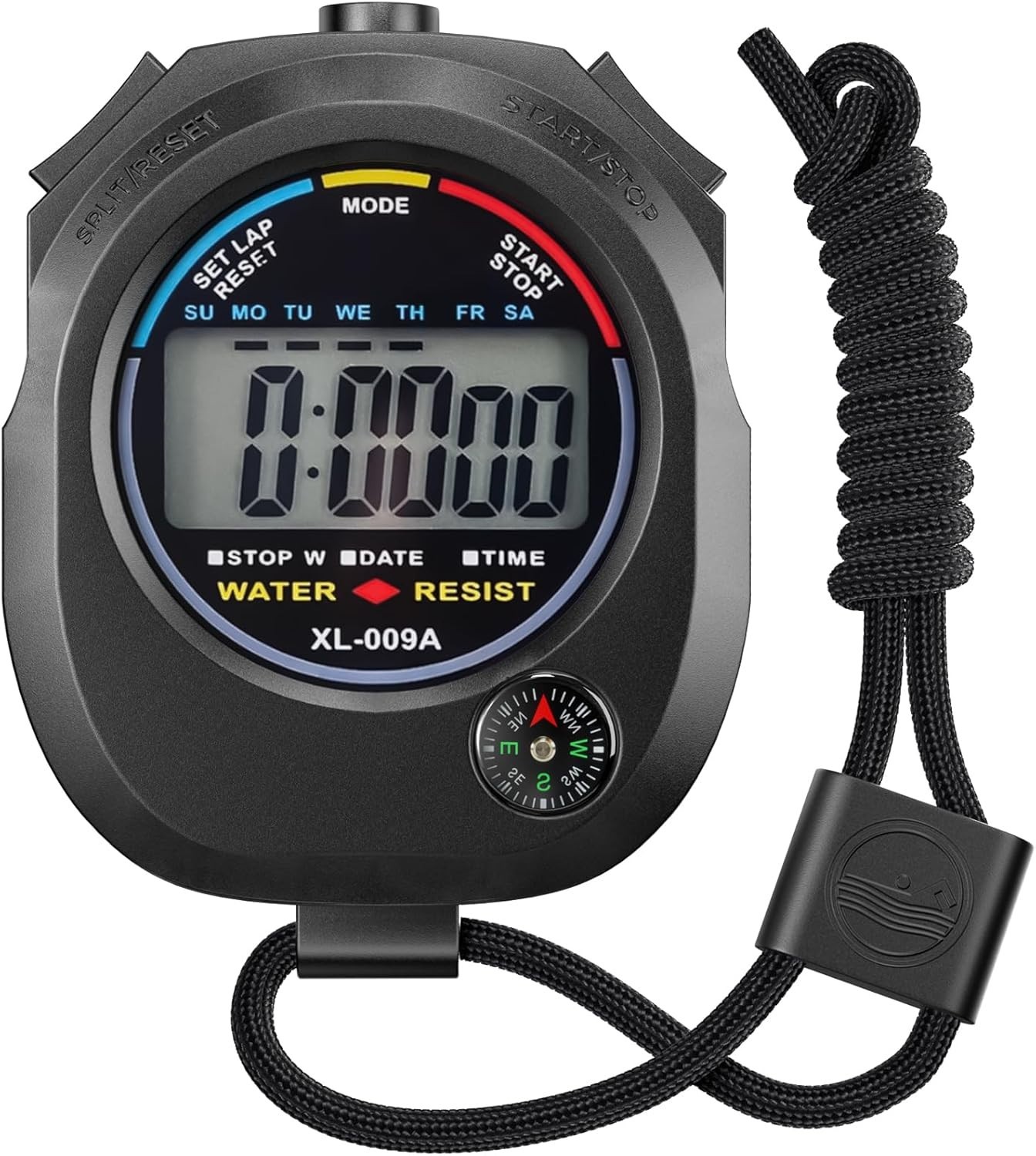 User-Friendly Black Digital Stopwatch with Alarm - Big Display & Lightweight