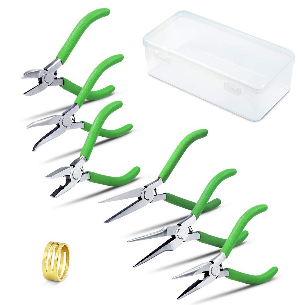 Mini Pliers Tool Set 6-Piece 4-1/2-Inch Precision Diagonal Plier Long Nose Needl