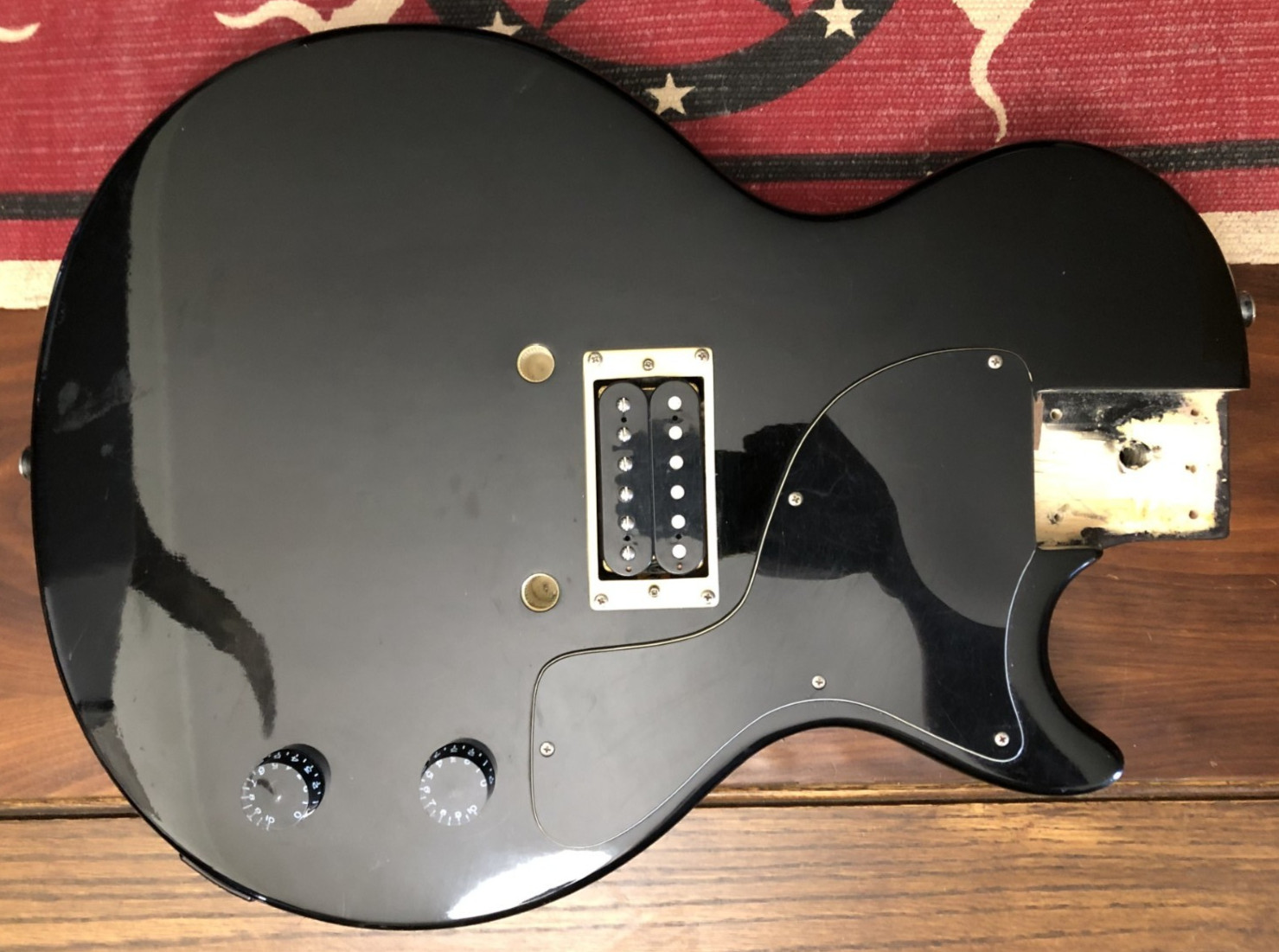 2004 Epiphone Les Paul Junior Electric Guitar Loaded Black Body