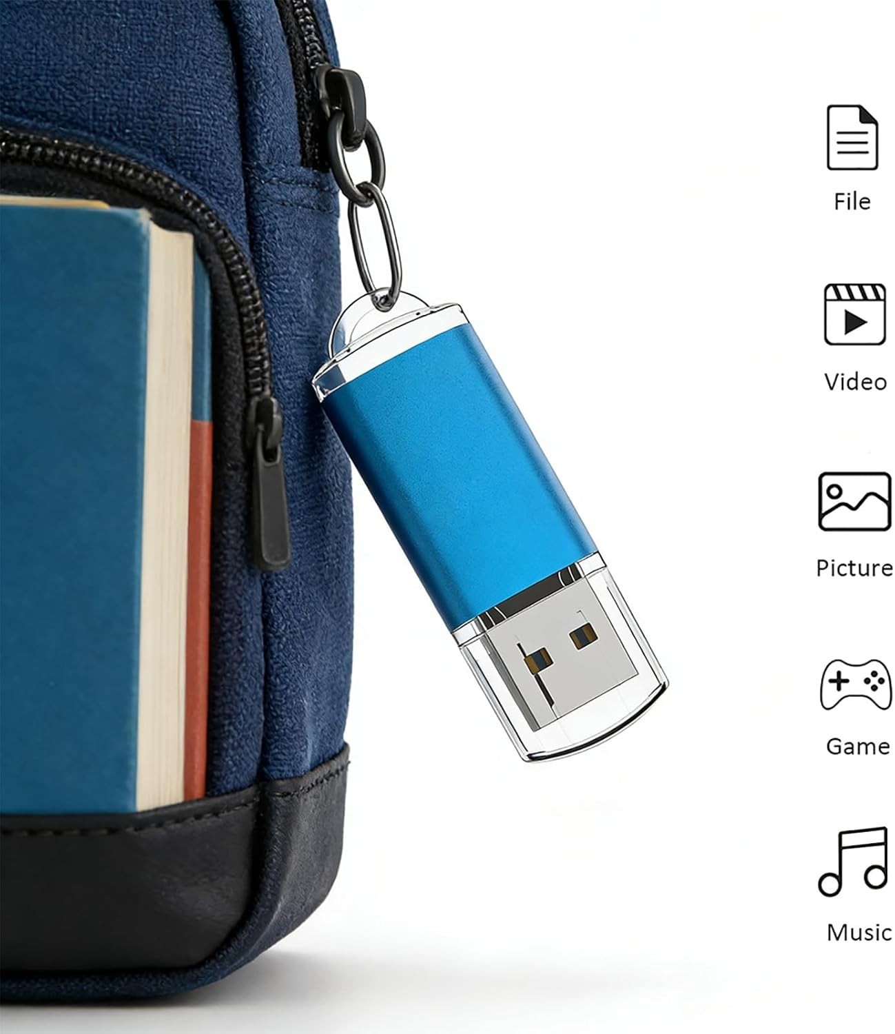 Compact 8GB USB Flash Drive - High-Speed Data Transfer and Stylish Blue Design
